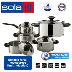 iBood - Set van 5 Sola Fanfare pannen: 4 kookpannen en een grote soeppan