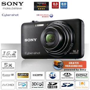 iBood - Sony 16,2 Megapixel Digitale Camera met Full-HD film, 3D-opnamen en Carl Zeiss® Vario-Tessar®-lens