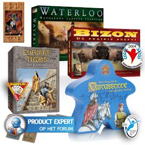 iBood - Spellenbundel met Carcasonne Jubileum Editie, Eufraat en Tigris Kaartspel, Bizon en Waterloo van 999 Games