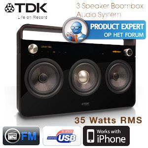 iBood - TDK High-End 3-Speaker Boombox Audio Systeem met 35 Watts RMS en auxiliary input voor instrumenten