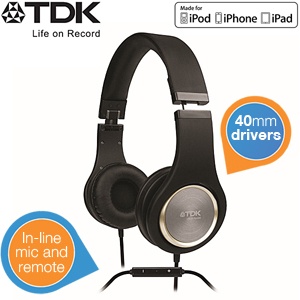 iBood - TDK STi710 opvouwbare hoofdtelefoon met ingebouwde iPod-/iPhone bediening
