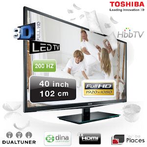 iBood - Toshiba 40 inch 3D Full HD LED-TV met HbbTV, Active-Shutter 3D en 4x HDMI!