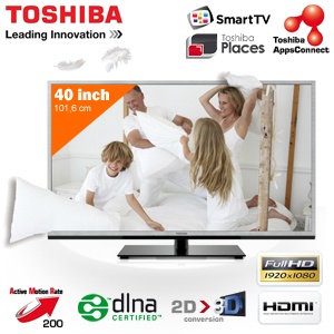 iBood - Toshiba 40 inch Full-HD 3D LED SmartTV met 200Hz-en HD-triple-tuner