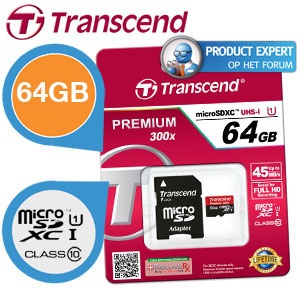 iBood - Transcend Premium 64GB MicroSD Class 10/UHS-1 met SD adapter
