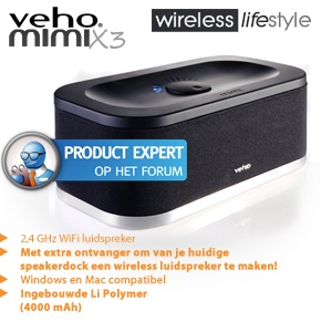 iBood - Veho MIMI X3 Draadloze speaker met 2x 4.5W en 9W subwoofer