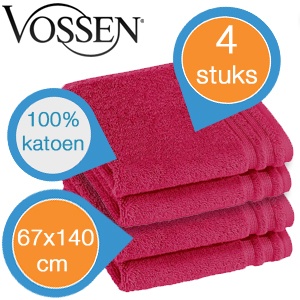iBood - Vossen 4-delige handdoekenset, Cranberry (67x140cm)