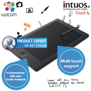 iBood - Wacom Intuos 5 Touch L professioneel tekentablet met groot werkvlak voor pen- en multitouch-invoer!