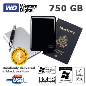 iBood - Western Digital 750GB 2,5 inch Portable Hard Drive My Passport Essential Recertified