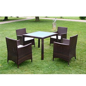 iBood - Wicker 5-delige tuinset, stijlvolle tafel met 4 stoelen