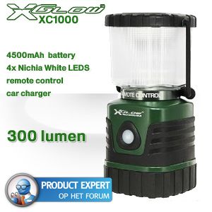 iBood - XGlow oplaadbare LED lantaarn - waterdicht, 300 lumen en afstandsbediening