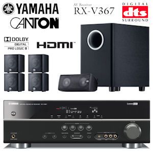 iBood - Yamaha 5.1 Receiver met 3D-doorgave en vier HDMI 1.4-aansluitingen en Canton Movie 65 CX 5.1 Speakerset