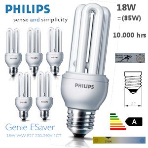 iBood - Zes Philips Genie Esaver spaarlampen van 18W en energielabel A
