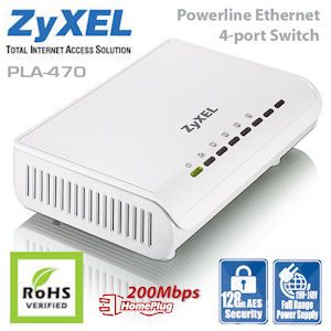 iBood - ZyXEL PLA-470 200Mbps Powerline Ethernet 4-port Switch