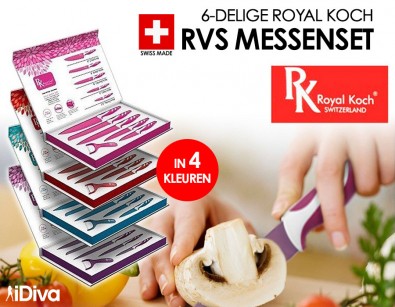 IDiva - 6-Delige Royal Koch Switzerland RVS messenset