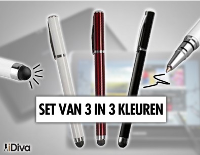 IDiva - Set van 3 luxe 2-in-1 Stylus-touch pennen