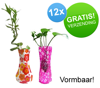 Koopjessite - 12 x Vormbare plastic vazen - Bloemen motief