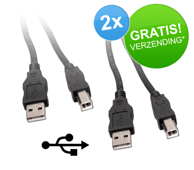 Koopjessite - 2 x A-naar-B USB Kabel (5 meter, USB 2.0)