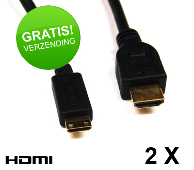 Koopjessite - 2x HDMI 1.3 mini (C) naar standaard (A) Gold Plated