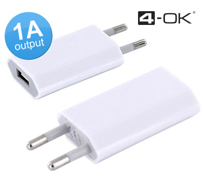 Koopjessite - 4-OK Compacte 220V-naar-USB adapter (1A)