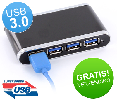 Koopjessite - 4-poorts USB 3.0 hub (Superspeed 5 Gbps)