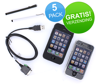 Koopjessite - 5-in-1 Accessoire Pack voor Apple iPhone 3G/3GS