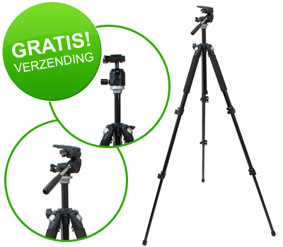 Koopjessite - Camera statief - Hoge kwaliteit (137 of 157 cm) + GRATIS mini statief