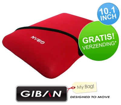 Koopjessite - Giban Netbook Sleeve NB-2136 (10.1 inch, Red/White)