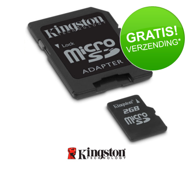 Koopjessite - Kingston 2 GB microSD met SD Adapter