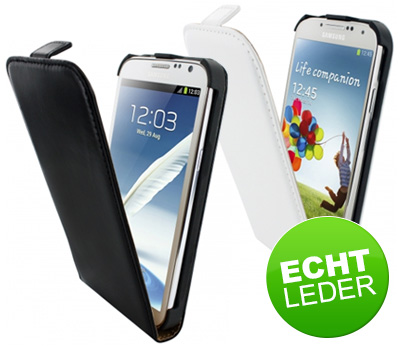 Koopjessite - Lederen Flip Case voor diverse smartphones (iPhone 5, Galaxy S4 en meer)