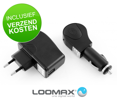 Koopjessite - Loomax USB Auto/Thuis Adapter LMHH-2004CW