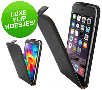 Koopjessite - Luxe Flip Hoesjes voor 50 verschillende telefoons!