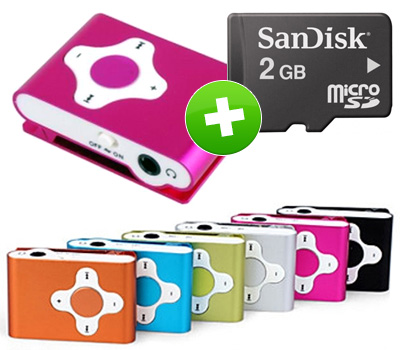Koopjessite - Mini Sport MP3 Speler - Met bevestigingsclip, 2GB geheugen en oordopjes