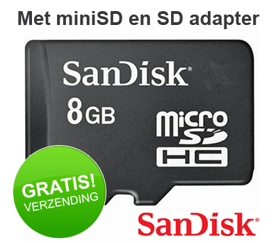Koopjessite - SanDisk microSDHC 8 GB met miniSD en SD Adapter