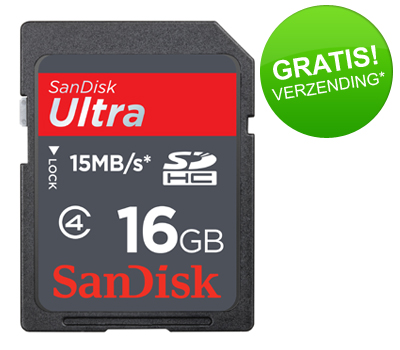 Koopjessite - Sandisk SDHC 16GB Ultra Geheugenkaart