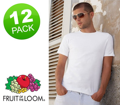 Koopjessite - Set van 12 witte t-shirts van Fruit of the Loom