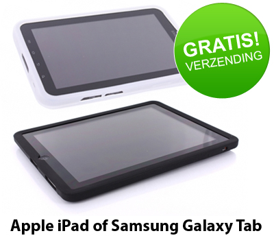 Koopjessite - Siliconen case voor Apple iPad en Samsung Galaxy Tab - Zwart en wit!