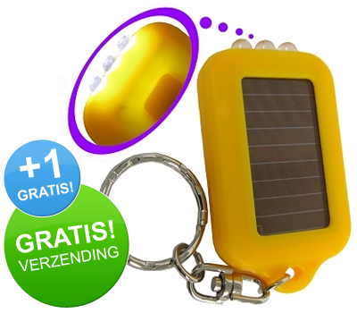Koopjessite - Sleutelhanger met 3 LED-lampjes en zonnepaneel + 1 GRATIS!