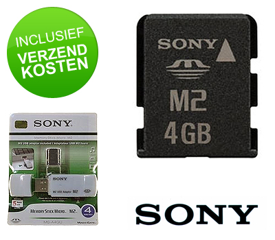 Koopjessite - Sony Memory Stick Micro 4 GB met USB Adapter