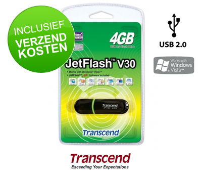 Koopjessite - Transcend 4GB JetFlash V30 USB 2.0