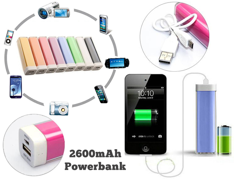 Lifestyle Deal - Compacte 2600Mah Noodbatterij Voor O.a. Smartphones, Tablets, Camera's Etc.