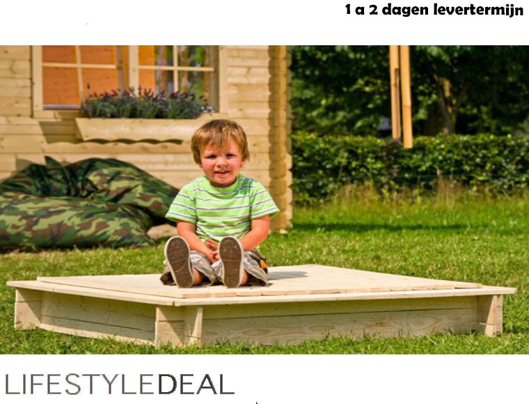 Lifestyle Deal - Country Kinder Zandbak - Hout - 120X120x20 - 71% Korting