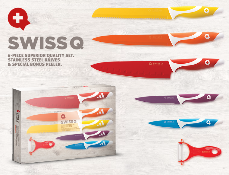 Lifestyle Deal - Kleurrijke Swiss Q 6-Delige Messenset Met Keramische Coating