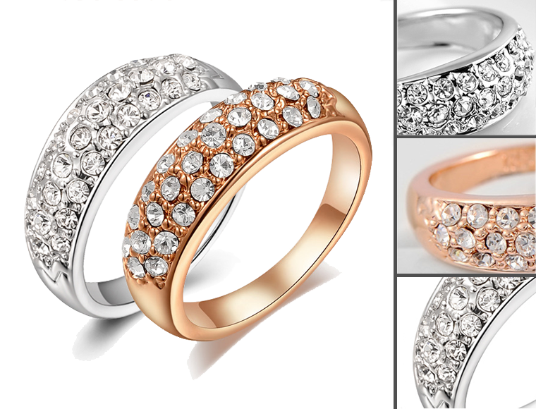 Lifestyle Deal - Luxe Stijlvolle Ring Met Strass-diamanten In De Kleur Goud Of Zilver