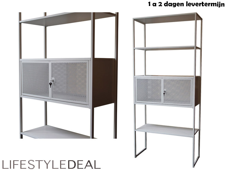 Lifestyle Deal - Metalen Design Kast Met Slot; Kleur Wit.