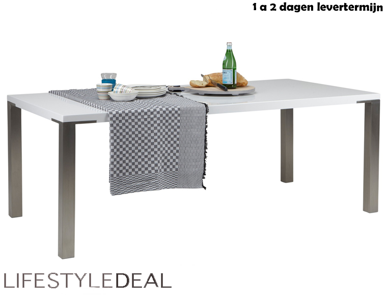 Lifestyle Deal - Moderne (Eet) Tafel, Strak Design, Hoogglans Wit 180X90