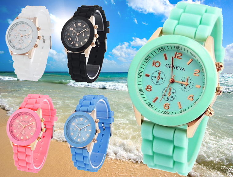 Lifestyle Deal - Trendy Geneva Horloge In 5 Zomerse Kleuren