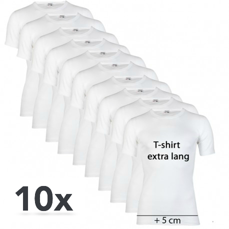 One Day Price - 10 x extra lange T-shirts RONDE HALS!