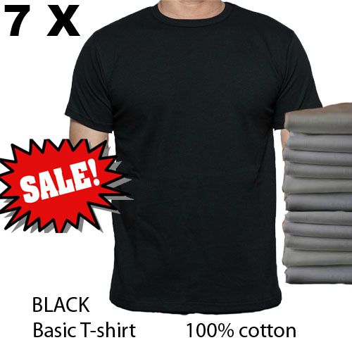 One Day Price - 7 stuks T-shirts basic zwart
