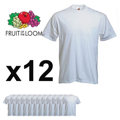 Slimme Deals - 12 witte Fruit of the Loom heren t-shirts!