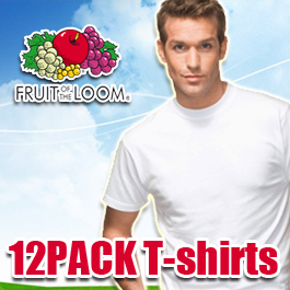 Super Dagdeal - 12 witte Fruit of the Loom t-shirts in alle maten.